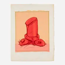 Claes Oldenburg, Soft Fire Plug, Inverted, 1973, lithograph in colors on Hodgkinson