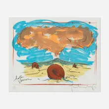 Hats Vesuvius by Claes Oldenburg, 1973, lithograph in colors on J.B. Green, sold Apr 2026