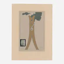 Claes Oldenburg, Proposal for a Colossal Structure in the Form of a Clothspin - Compared to Brancusi's Kiss, 1972, screenprint in colors on Arches