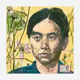 Hung Liu, Proletarian (from the Official Portraits series), 2006, lithograph in colors with paper collage on BFK Rives