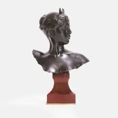 Alexandre Falguière, 'Diana the Huntress', on a marble socle plinth