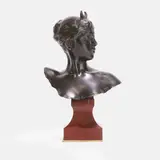 Alexandre Falguière, 'Diana the Huntress', on a marble socle plinth