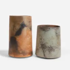 Joanna Still, Two tapered cylinder bowls, fired and smoked ceramic (2) The Steve Allison collection; acquired by Steve Allison from Rabley Drawing Centre