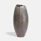 Stephen Murfitt, Tall vessel with seam, hand-built and raku-fired with added seam and dry lustre glaze