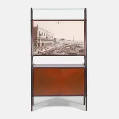 Vittorio Dassi, Mahogany drinks cabinet, the glass shelf over a suspended cupboard