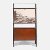 Vittorio Dassi, Mahogany drinks cabinet, the glass shelf over a suspended cupboard