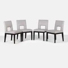 Set of four 'Velin' chairs by Christian Liaigre, 1998, upholstered in grey leather, sold Apr 2026