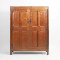 Gordon Russell, 'Design No. 7' oak wardrobe, the two doors with bronze mounts and escutcheons
