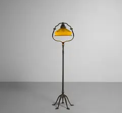 'Split Harp' Floor Lamp by Tiffany Studios, bronze, 'pulled feather' Favrile glass, offered Dec 2025