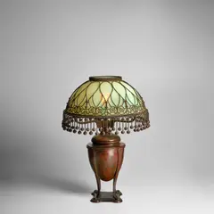 Tiffany Studios, Rare Moorish Table Lamp, patinated bronze, blown opalescent glass, base stamped 'TIFFANY STVDIOS NEW YORK 25909'
