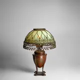 Tiffany Studios, Rare Moorish Table Lamp, patinated bronze, blown opalescent glass, base stamped 'TIFFANY STVDIOS NEW YORK 25909'