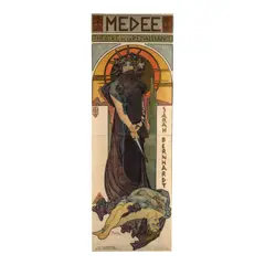 Alphonse Mucha, Medée, Théâtre de la Renaissance/Sarah Bernhardt (Rennet/Weill 53), 1898, Lithograph in colors printed on two sheets of thin wove paper, backed with linen