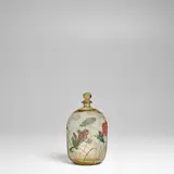 Émile Gallé, Grenouille Scent Bottle and Stopper, blown glass with enameled and gilt decoration, incised '20', gilded mark 'E