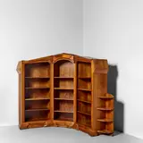 Siegfried Pütz, Anthroposophical Bookcase, polished and chip-carved walnut, printed ink mark 'GECHINGER WERKSTATTE SIEGFRIED PUTZ GECHINGEN'