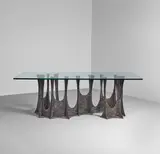 Paul Evans, 'Stalagmite' Dining Table, for Directional, model PE-102, resin over steel, glass
