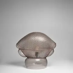 Gae Aulenti, 'Patroclo' Table Lamp, for Artemide, blown glass and steel wire, manufacturer's label, paper tag 'Artemide modern classic Made in Italy'