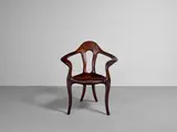 American Craft, Armchair, carved mahogany, carved craftsman's mark