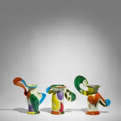 'Circus Acrobats' by Betty Woodman, glazed earthenware, each impressed 'WOODMAN', sold Dec 2025