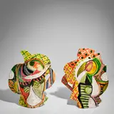 'Mirrored Image Vases' by Betty Woodman, glazed earthenware, each impressed 'WOODMAN', offered Dec 2025