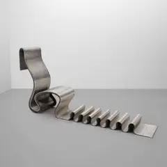 Ron Arad, 'Narrow Papardelle' Chair, number 11 from an edition of 20, woven stainless steel mesh, steel, engraved 'Ron Arad 11/20'