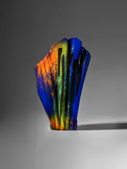 William Morris, 'Standing Stone', mold-blown and internally decorated glass, engraved 'William Morris 1985'