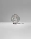 René Lalique, Saint Christophe (Saint Christopher), Marcilhac 1142, amethyst tint, intaglio molded, clear and frosted glass, hand finished, molded mark 'R