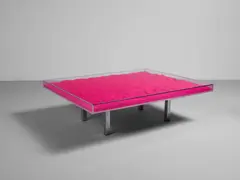 Yves Klein, Table Rose, rose-colored pigment, Plexiglas, chrome-plated metal