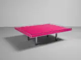 Yves Klein, Table Rose, rose-colored pigment, Plexiglas, chrome-plated metal