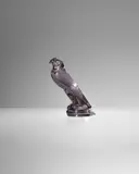 René Lalique, Faucon (Falcon), Marcilhac 1124, clear and frosted amethyst tinted glass, hand finished, engraved 'FRANCE', molded mark 'R