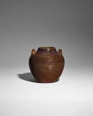Auguste Delaherche, Vase, glazed stoneware with applied handles, impressed 'AUGUSTE DELAHERCHE' and order number '3465'