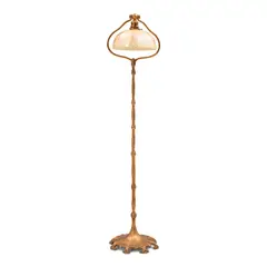 Tiffany Studios, FLOOR LAMP WITH DAMASCENE GOLD FAVRILE GLASS SHADE, gilt bronze