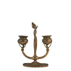 "TWO-BUD" CANDLESTICK by Tiffany Studios, bronze, sold May 2025