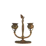 "TWO-BUD" CANDLESTICK by Tiffany Studios, bronze, sold May 2025