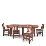 L & Jg Stickley, MODEL 720 DINING TABLE AND FOUR CHAIRS, 1910, quarter-sawn oak