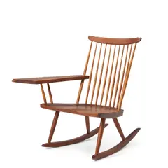 George Nakashima, LOUNGE CHAIR ROCKER WITH FREE-FORM ARM, 1973, walnut