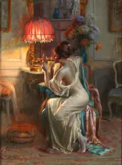 Devant le Miroir by Delphin Enjolras, oil on canvas, sold Dec 2024