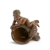 Louis-Ernest Barrias, Enfant au coquillage et au crabe, bronze with brown patina