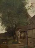 Jean-Baptise Camille Corot, Chaumières Picardes, oil on canvas
