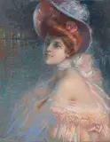 La Femme au Chapeau by Delphin Enjolras, pastel on paper, offered Dec 2024