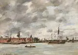 Eugène Louis Boudin, Dordrecht, La Meuse, oil on panel