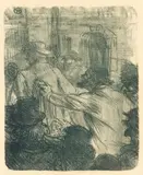 La Halle aux Draps, Cracovie, ninth sheet from Au Pied du Sinai (Adriani 222, Delteil 244, Adhémar 245, Wittrock 197) by Henri de Toulouse-Lautrec, 1897, Lithograph in blue-green on heavy Japan paper; signed 'T-Lautrec' in black chalk lower left, sold Dec 2024