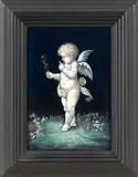 Limoges Enamel Plaque, France, 20th century, enamels on copper, wood frame, unmarked, plaque, ht. 3 7/8, wd. 2 5/8, frame, 5 3/4, wd. 4 1/2 in., France, 20th century, enamels on copper, wood frame, unmarked, plaque, ht