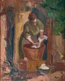 Maximilien Luce, Femme Lavant le Linge, oil on canvas