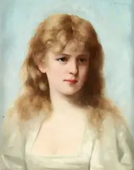 Ernst Anders, Portrait of a Girl in Pale Blue, oil on panel