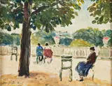 Jean-Jacques René, Matin d'Éte au Luxembourg, oil on canvas