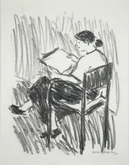 A Group of Four Works on Paper: Au Luxembourg - Juin (1993), Duclair - Juin (1993), Scène du Café, and La Lecture (1993) by Jean-Jacques René, pencil and watercolor or just pencil (Scène du Café) on paper, sold Dec 2024