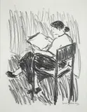 Jean-Jacques René, A Group of Four Works on Paper: Au Luxembourg - Juin (1993), Duclair - Juin (1993), Scène du Café, and La Lecture (1993), pencil and watercolor or just pencil (Scène du Café) on paper