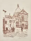 Maurice Utrillo, La Place du Tertre et du Sacré-Coeur, lithograph on china paper