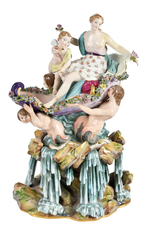 Porcelain Mythological Figural Group, Triumph of Venus by Meissen, offered May 2026