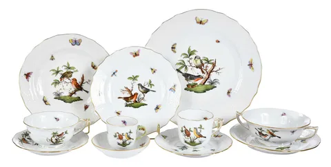 Herend, Rothschild Bird Porcelain Service for Twelve, 128 Pieces